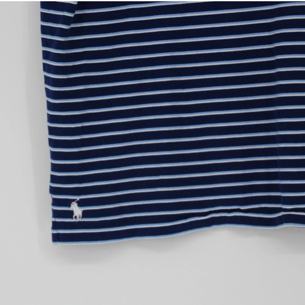 Polo Ralph Lauren Mens Custom Slim Fit Striped Polo Shirt Blue White Medium READ